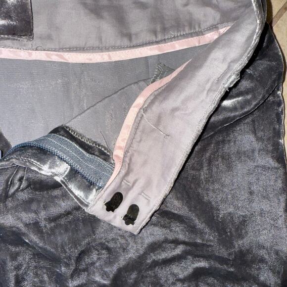 Elevenses Anthropologie Chic Velvet Ankle Trouser Pants in Grey Size 6 - Picture 10 of 12